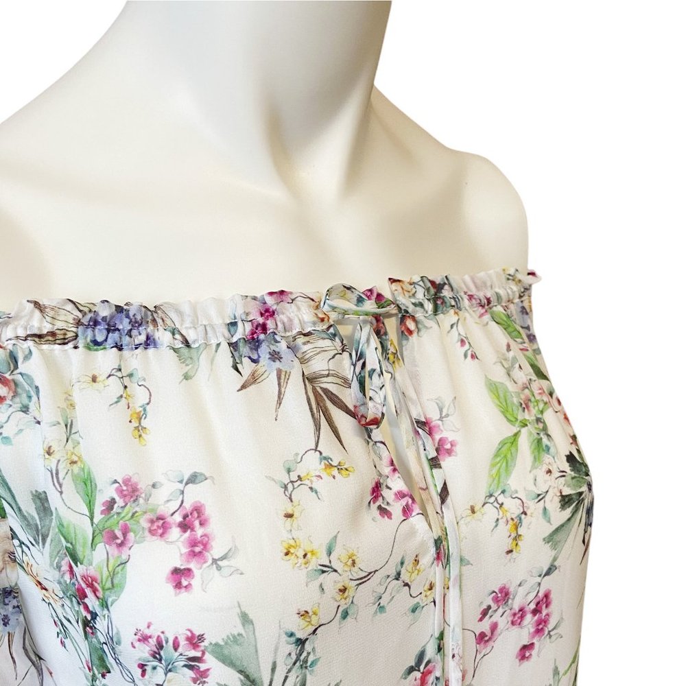 Hale Bob On/Off the Shoulder Floral Sheer Blouse New with Tags  - Size Small